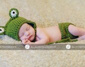 Frog Prince Crochet Hat and Diaper Cover Pattern -- Photography Prop (573)