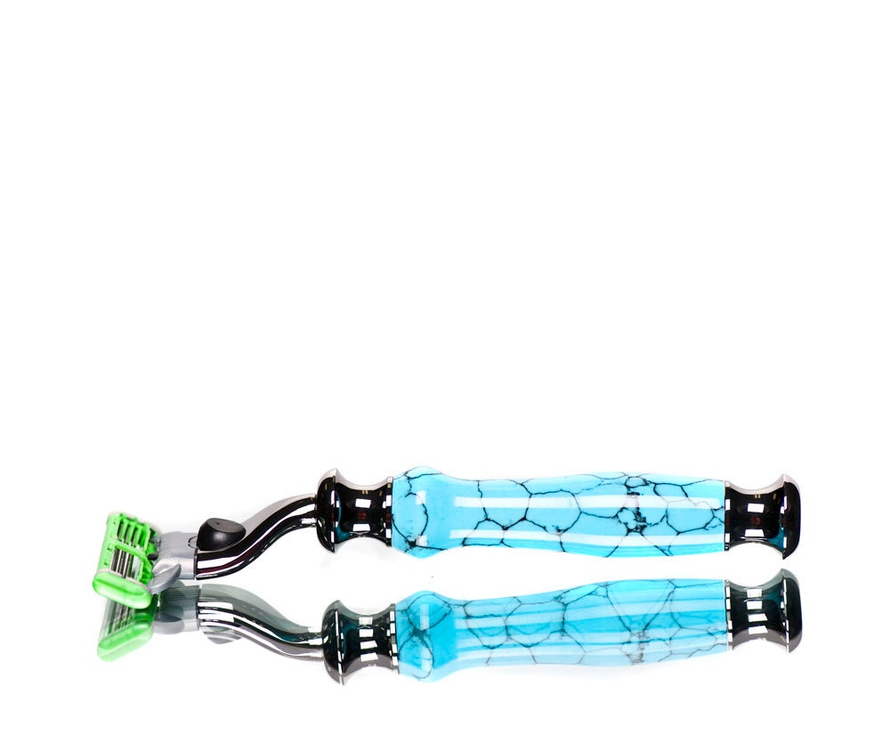 50% OFF Shaving Razors - Turquoise and Titanium Special present for him unique and special