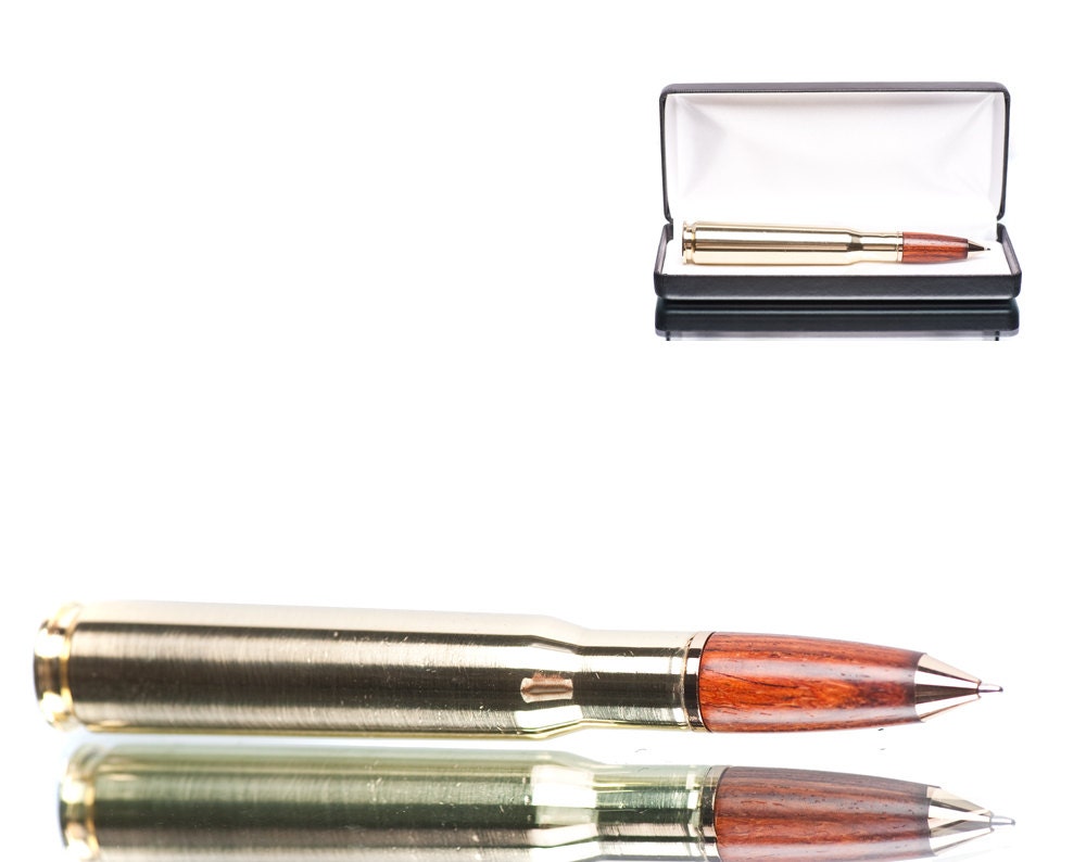 Cocobolo Wood Bullet Pen - 50 caliber machine gun