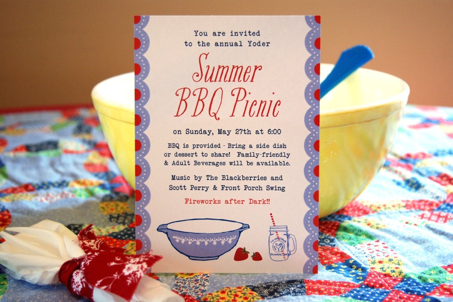 Summer BBQ Picnic Invitations