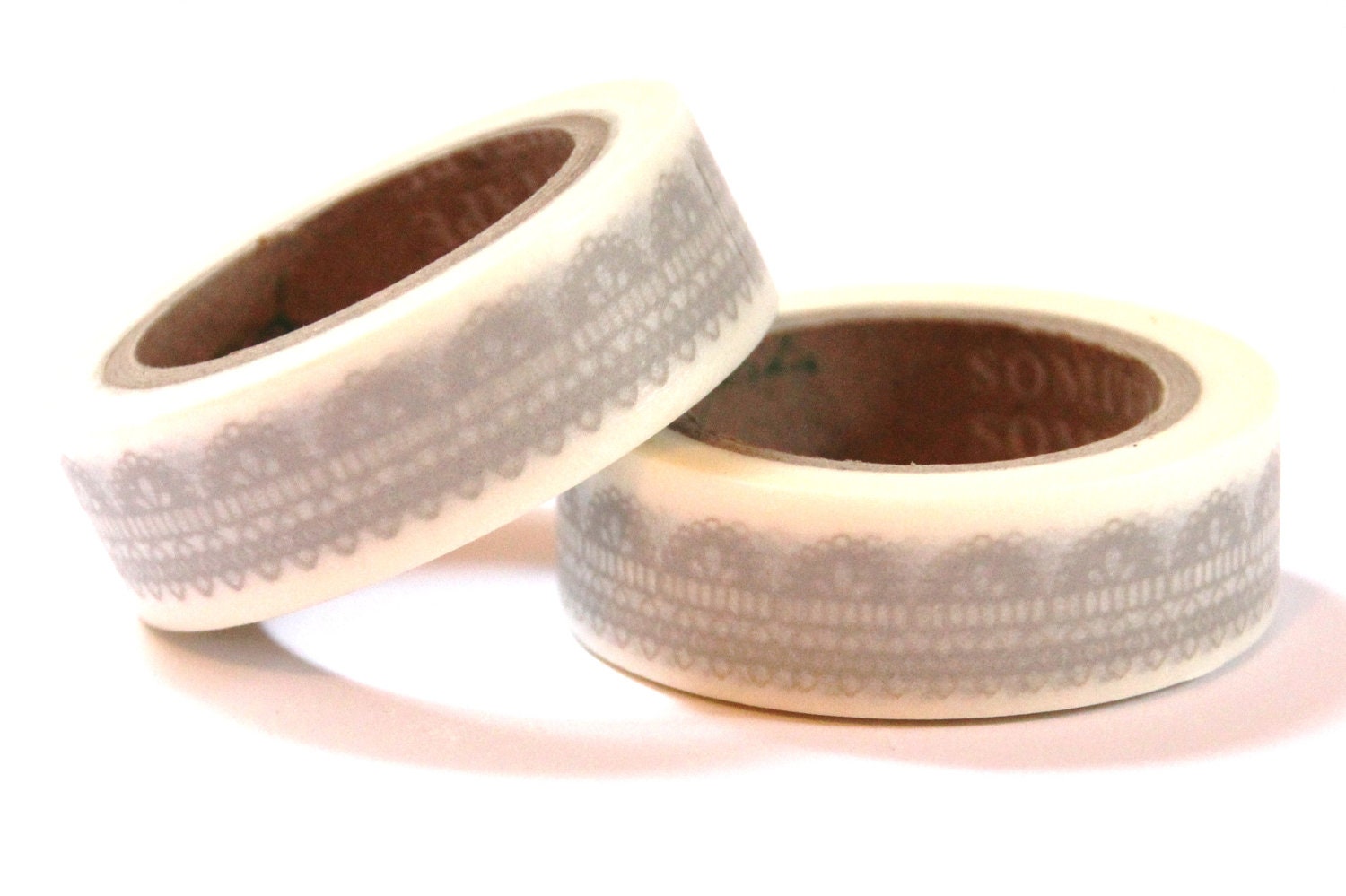 1 Roll of White and Silver Gray Scallop Lace Doily Masking Tape / Japanese Washi Tape (.60 inches x 33 feet)