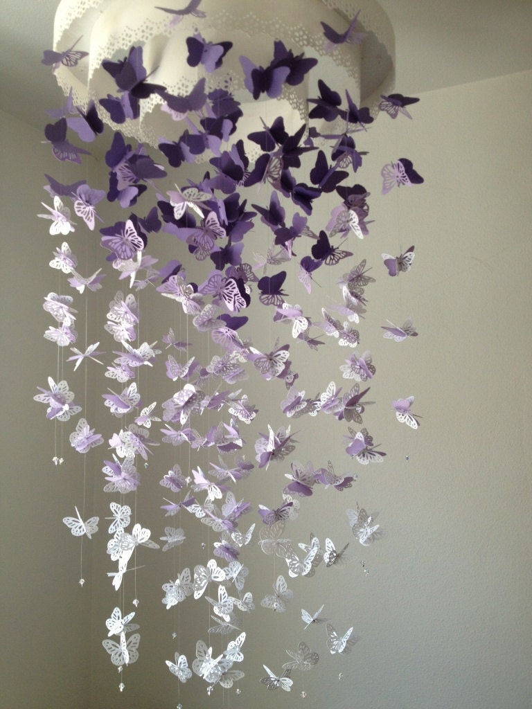 Paper Lace Chandelier Monarch Butterfly Mobile - purple and white Mix - Made to order