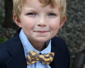 Ring Bearer bow tie in yellow and gray Chevron - clip on