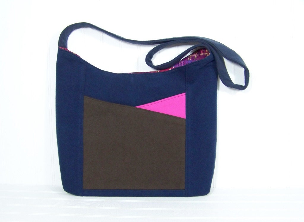 Ecofriendly purse, modern colorblock, Upcycled fabric, handmade bag