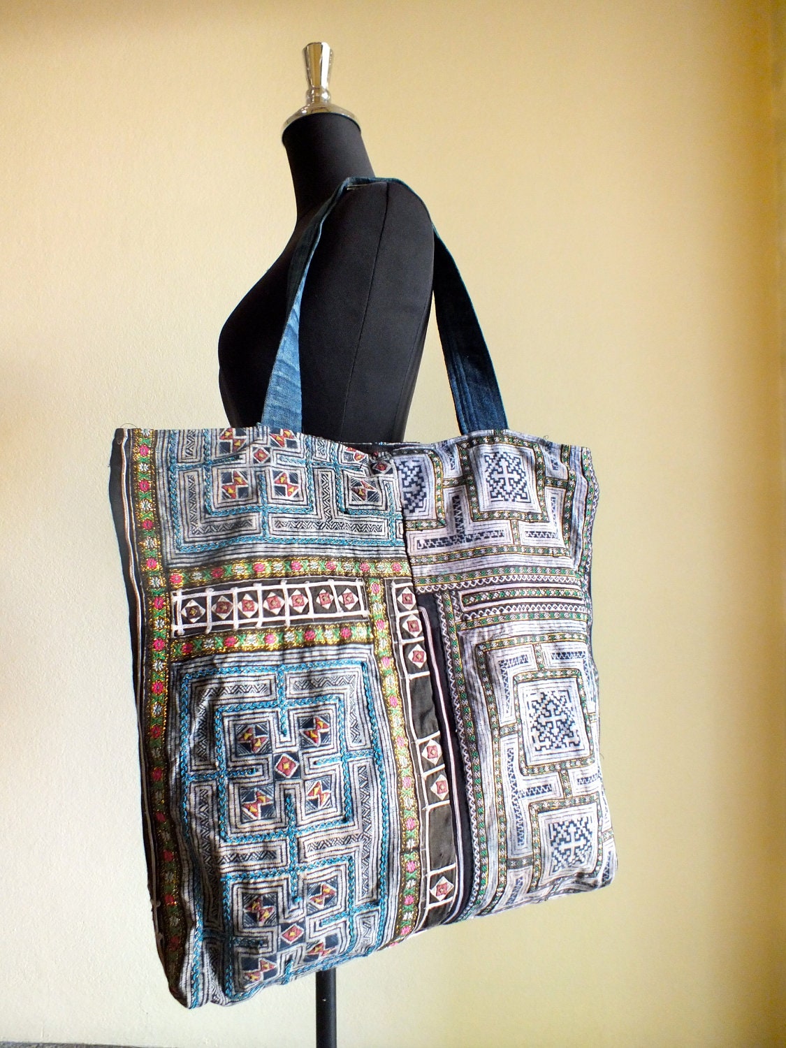 Hmong Ethnic handmade bag vintage fabric handbags and purses-from thailand