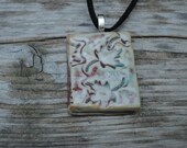 Pottery Porcelain Necklace with falling Maple Leaves perfect for September