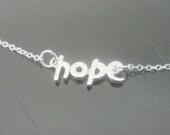 Sterling Silver Matte HOPE Necklace Earrings Bridal Bridesmaids Special Ocassion Birthday Christmas