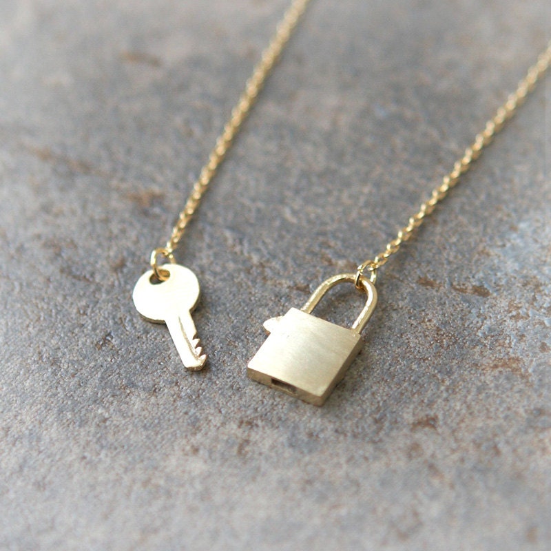 Key and Lock Necklace in gold