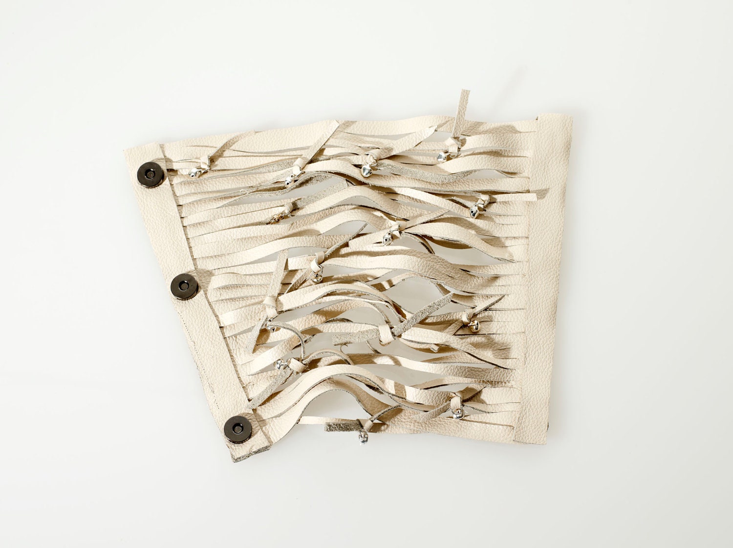 Icing - leather cream fringe cuff