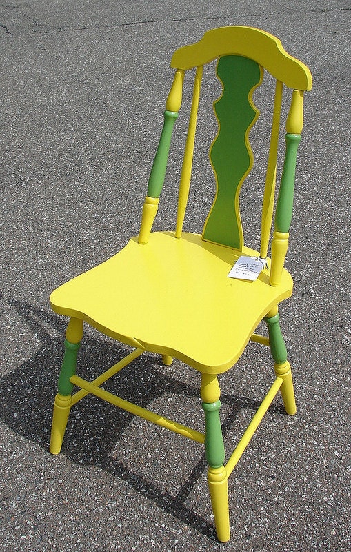 SALE REDUCED (Call for a ship quote) Vintage Reclaimed Two Tone Painted Desk Accent Chair