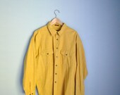 Vintage Golden Yellow Chamois Cloth Shirt // mens xlarge
