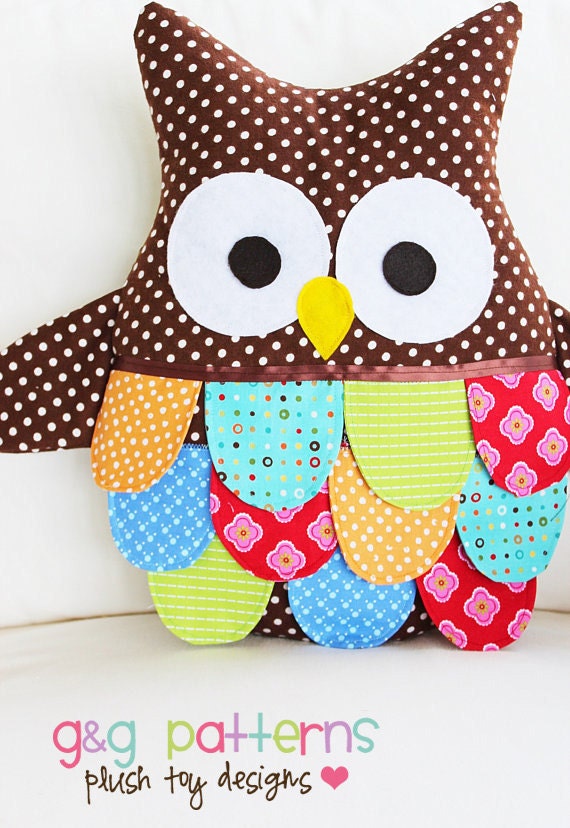 Owl Sewing Pattern - Owl Pillow Pattern - Large Owl PDF Pattern