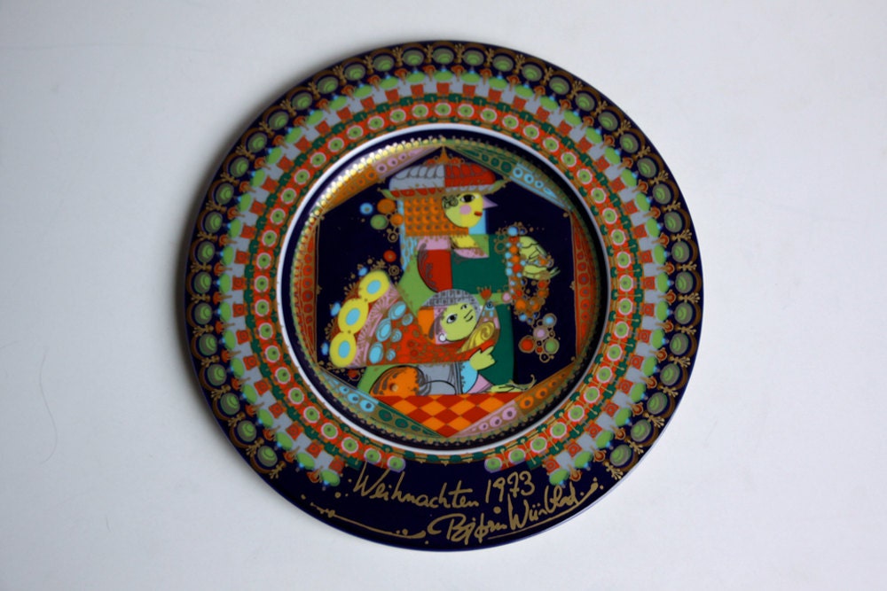 Vintage Bjorn Wiinblad Christmas Plate 1973 by Rosenthal "Holy Kings, Melchior"
