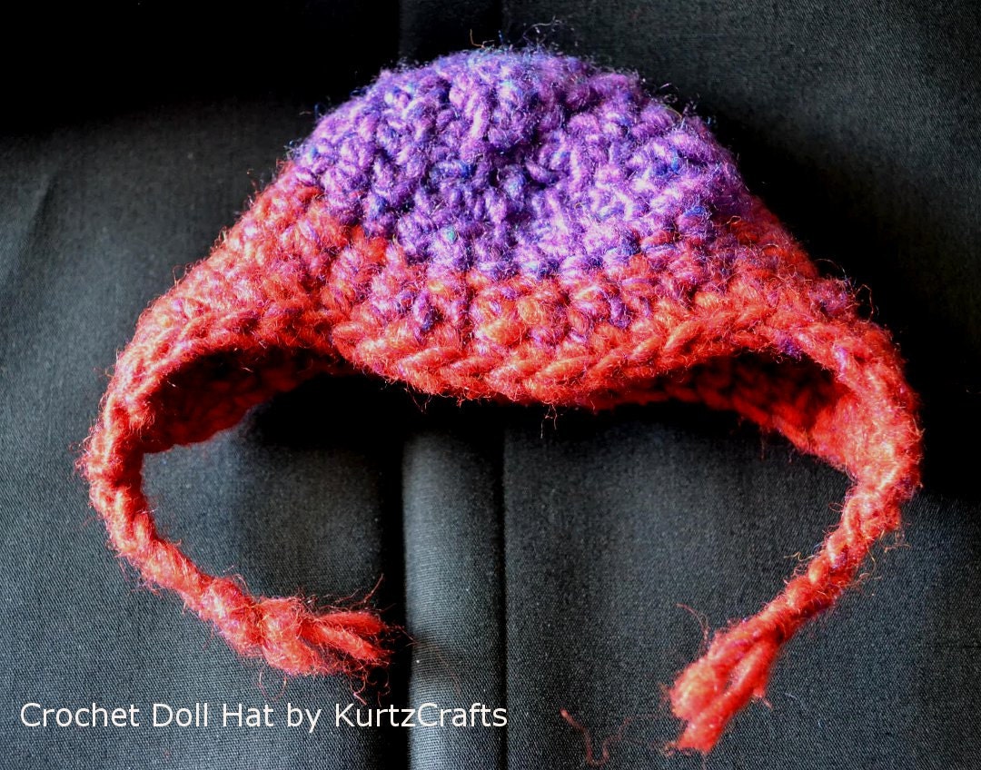 Red and Purple Crochet Hat for BJD