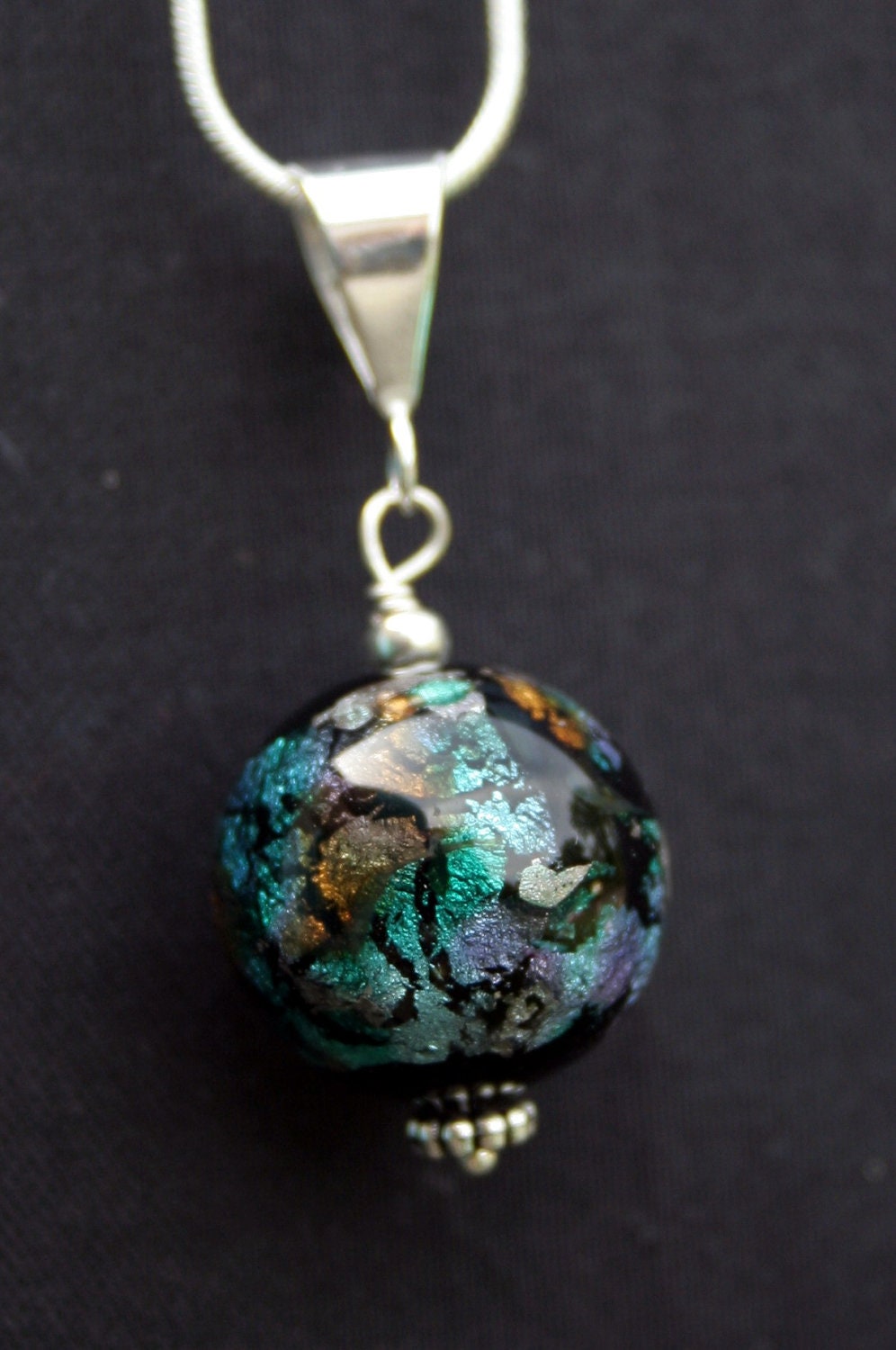 Beautiful Lampworking Pendant Black with Palladium