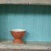 Footed Bowl Mid Century Modern Coral Gold Basket Weave
