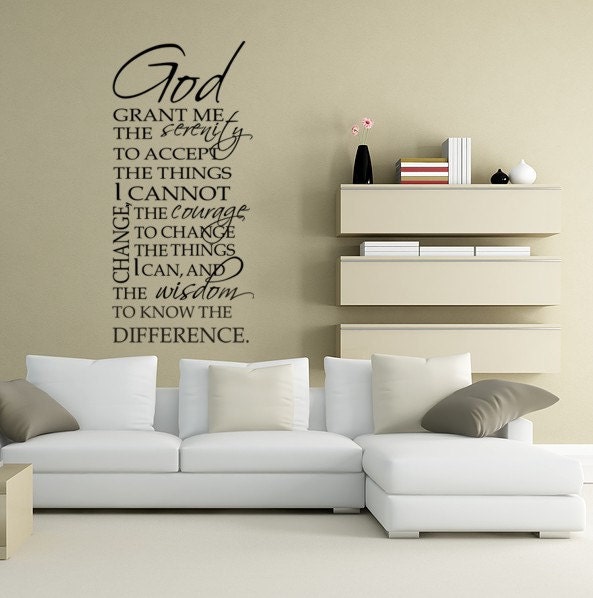 Serenity Prayer  Wall Decal Vinyl Typography God Grant Me the Serenity