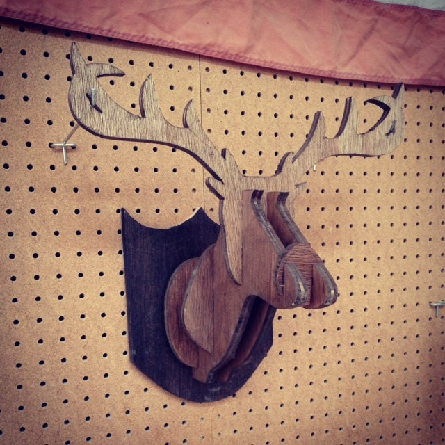 Wooden Taxidermy Style Deer head