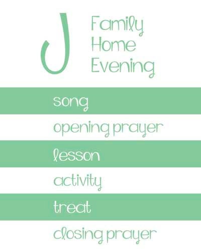 FHE Family Home Evening Assignment Board / Chart LDS Printable Stripes 8x10 / 16x20 Digital JPEG