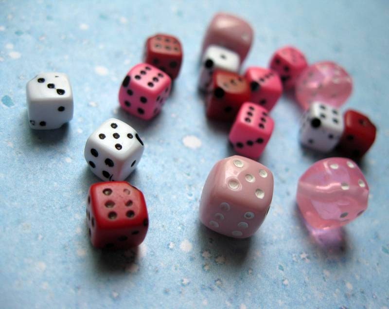 SALE - 16 Pink Dice Bead Collection - C1276