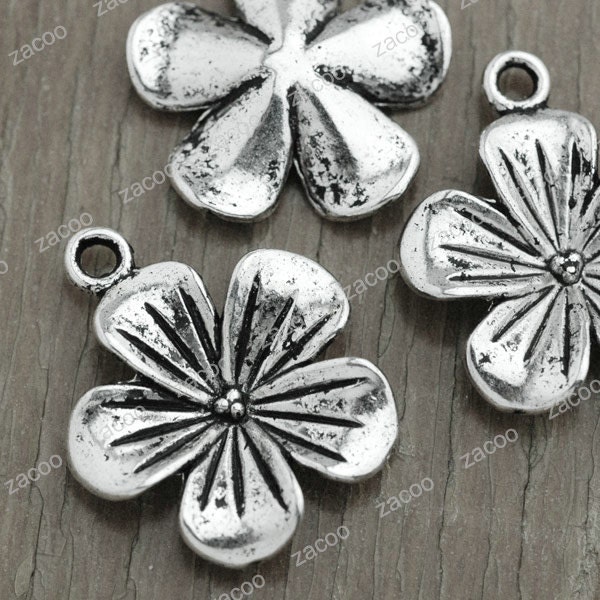40pcs Tibetan silver Flower Charms 23x20mm TS3308