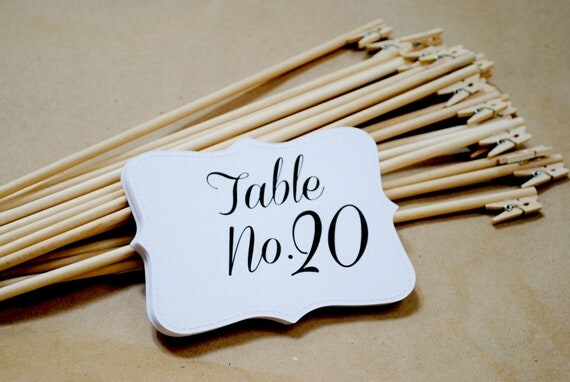 Shabby Chic Rustic Table Number Holders Wedding Clips Fall TABLE NUMBERS and HOLDERS set of 20 Il_570xn