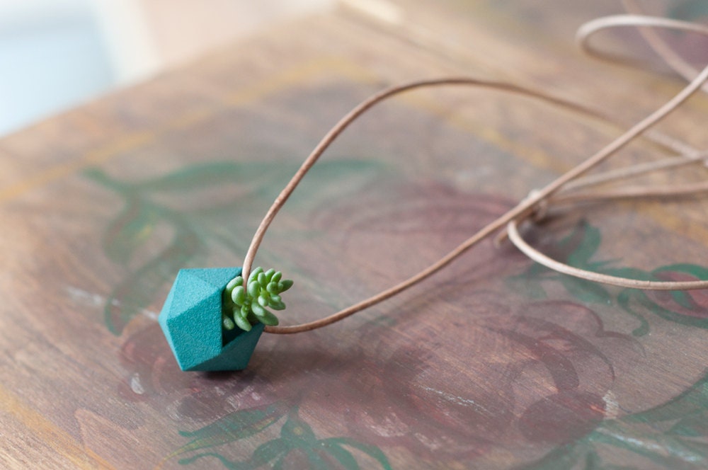 Miniature Icosahedron in Teal: A Wearable Planter