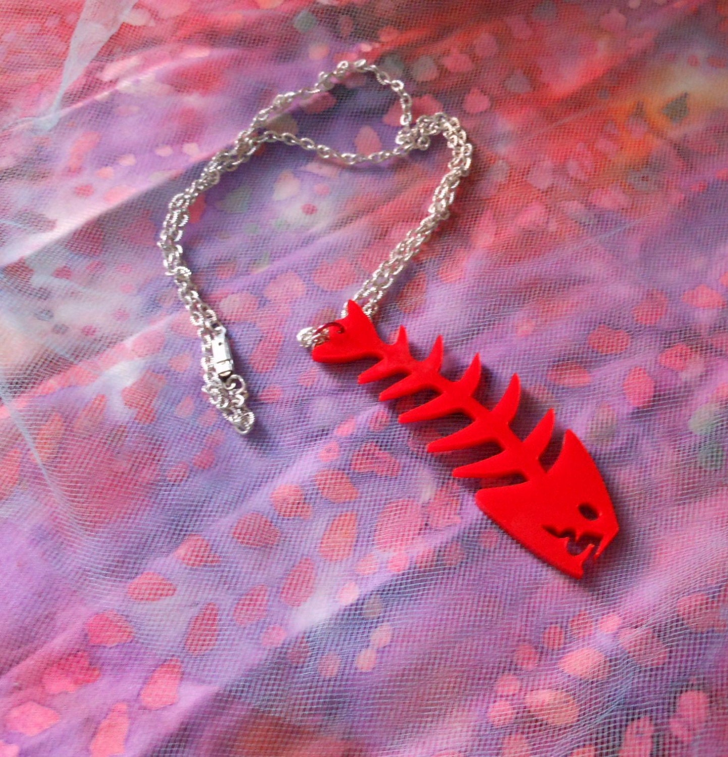 Red FISH BONE Necklace