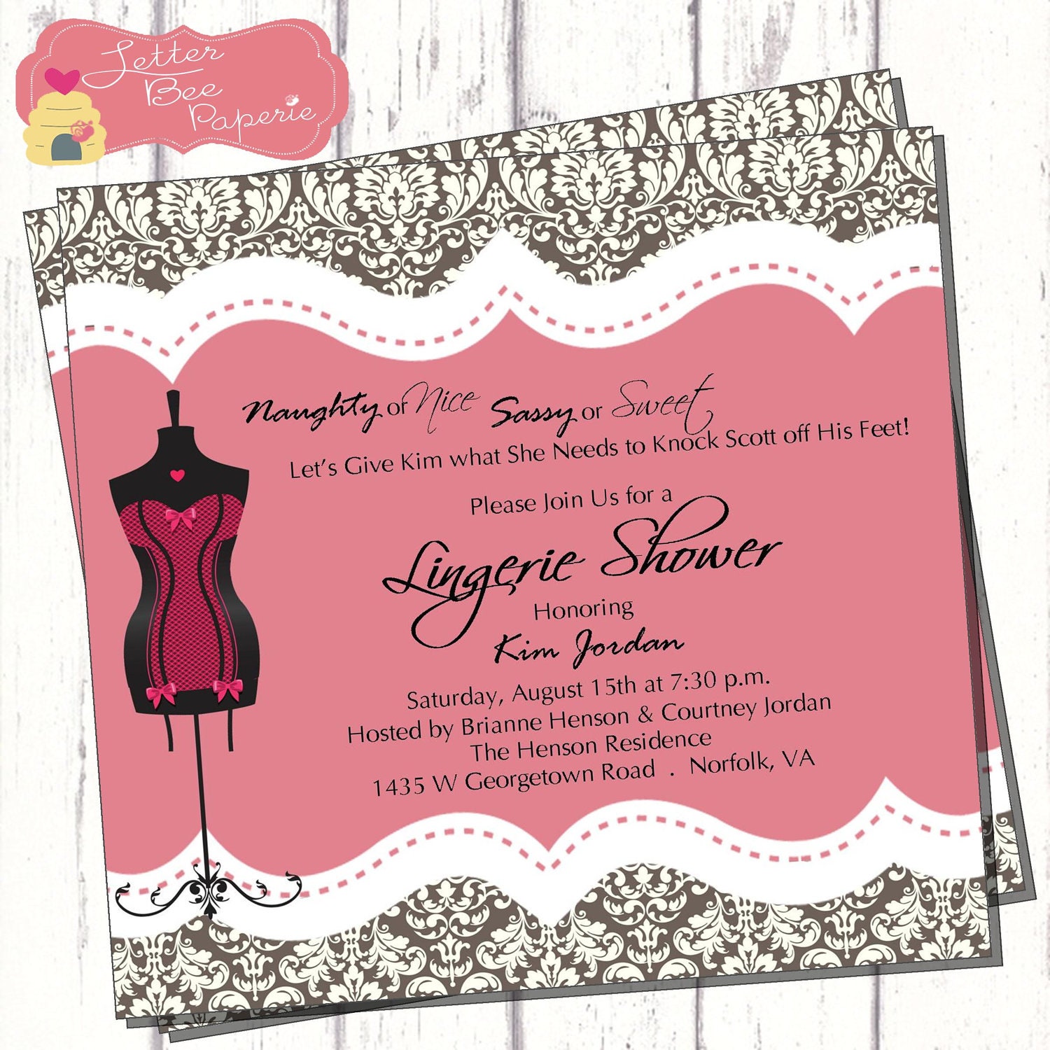Sassy & Sweet Bachelorette / Lingerie Shower Invitation - DIY Printable File Il_570xn