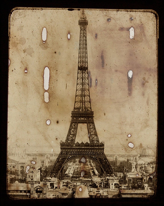 Eiffel Tower Vintage Style Art Print - 16x20 - Paris Decor