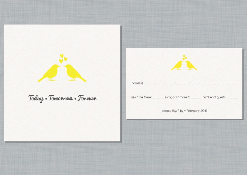 Printable Wedding Invitation Set - Love Birds (double sided)