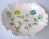 Serving Bowl, with hand painted flower garden