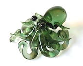 Small Glass Octopus pendant Transparent Green
