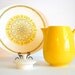 Vintage Ceramic Sierra Ironstone Bright Yellow Coffee Pot Liner Plate Max Schonfeld Design