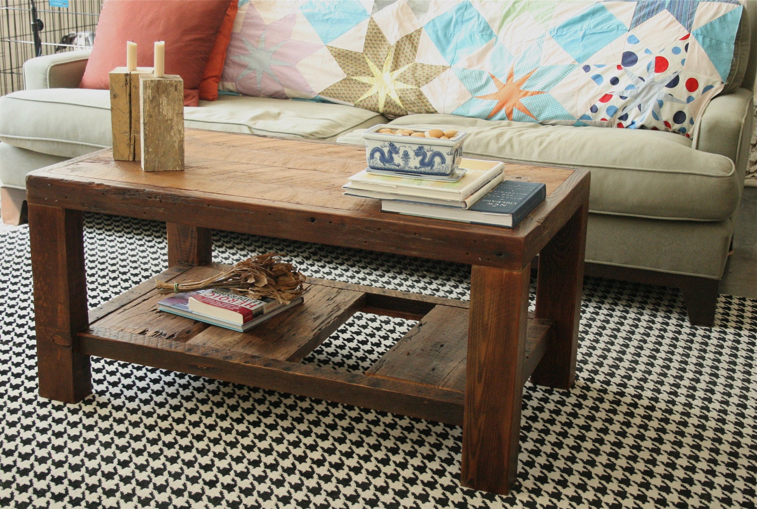 The Rustic Coffee Table Made From New Orleans Barge Board