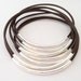 Brown leather Bangles with Gold or Silver Tube Accents