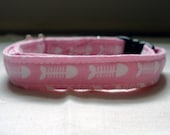 Pink Fishbones- Eco Cat Collar (8"-12")