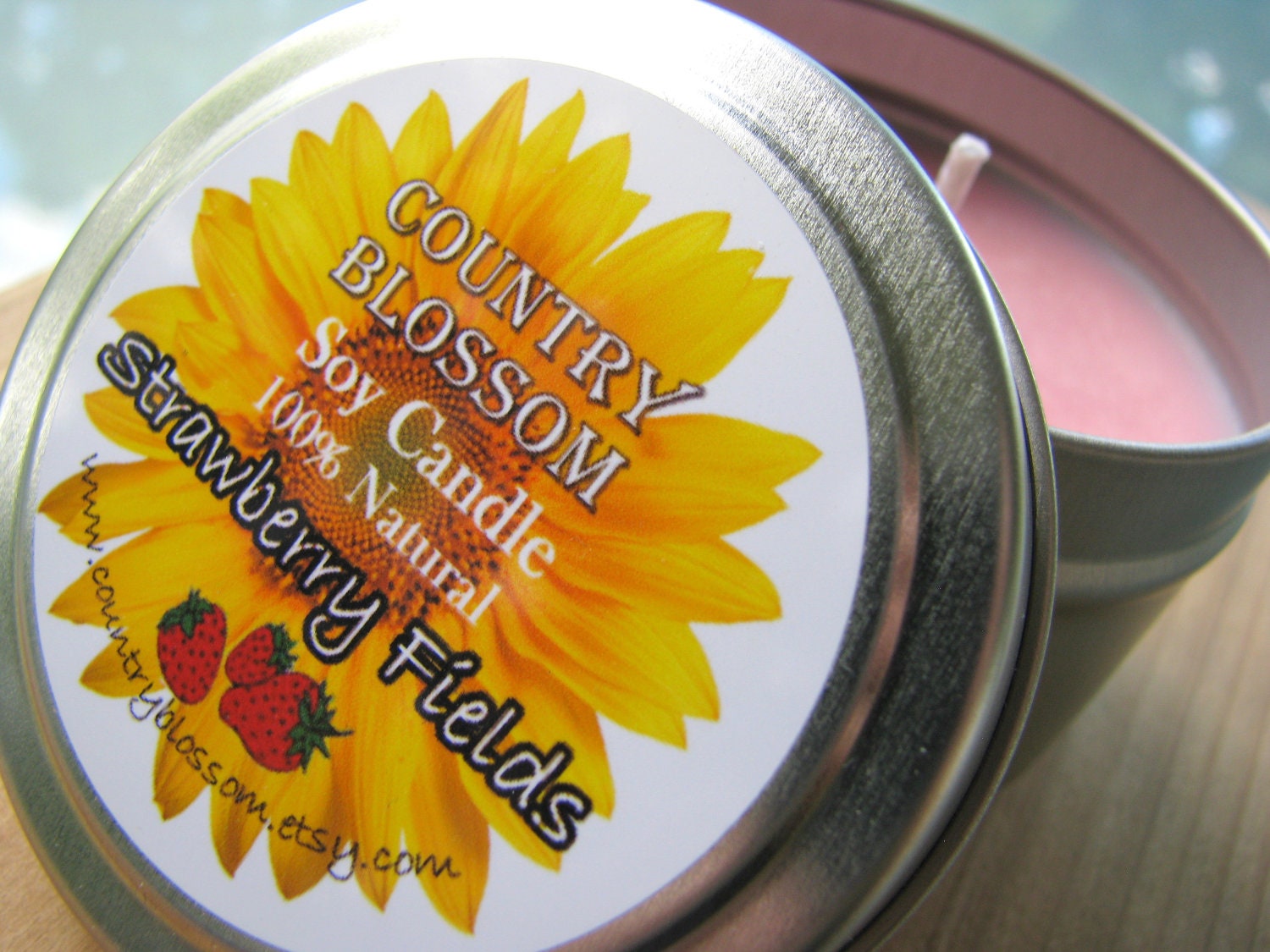 Strawberry Fields 4 oz Tin Soy Wax Candle