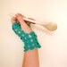 Tiny Flowered Fingerless Gloves in Romantic Green Turquoise