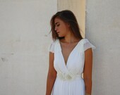 Romantic wedding dress with floral belt
