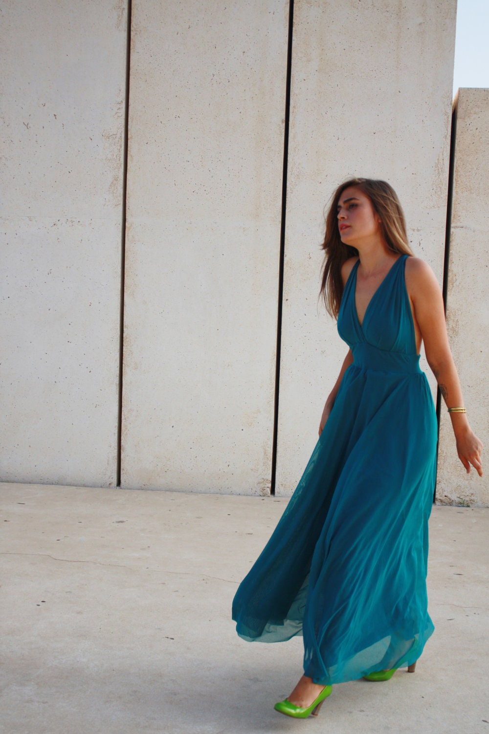 Turquoise bridesmaid gown