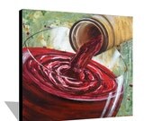 Red Wine Painting Abstract Painting Wine Glasses Bar Painting Original Painting Stretched Canvas Large Painting Modern Art 24x24 By DAY