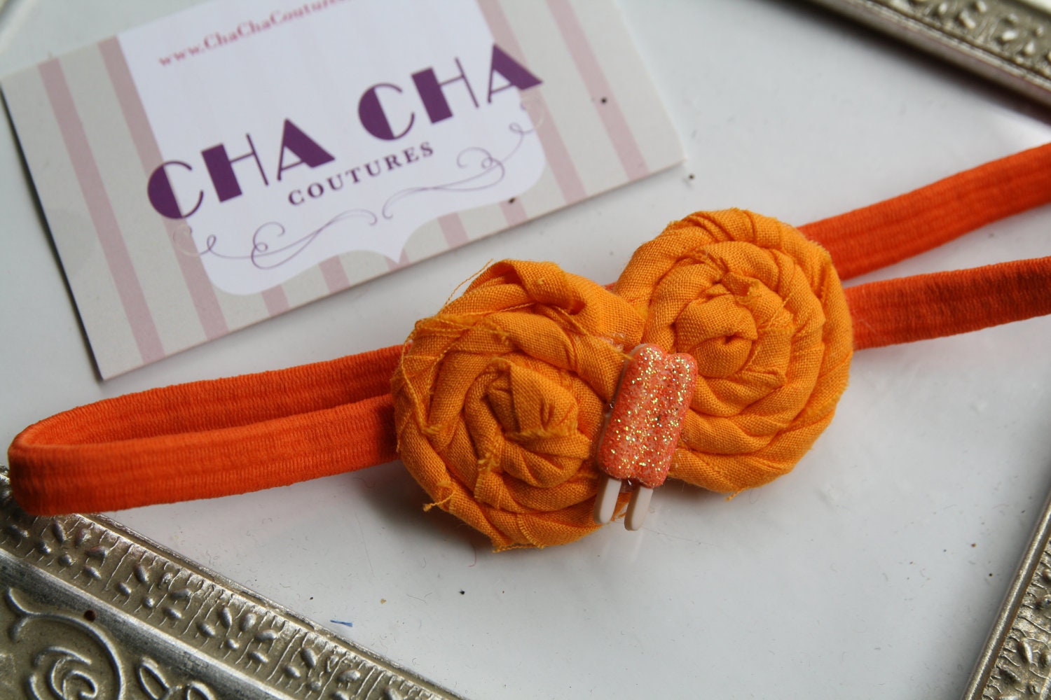 Gorgeous Posh Orange Creamsicle Popcicle rosette flower  Headband Baby & girls photograpy prop Bow Rosette