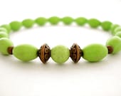 Green Turquoise Meditation Bracelet, Turquoise Copper Beaded Bracelet, Meditation Jewelry
