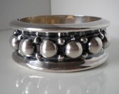 Wide Vintage Mexican Sterling Clamper Bracelet