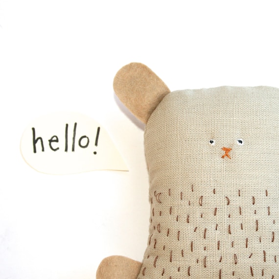 Handmade Toy Bear - Soft Toy Animal, Handmade Teddy Bear, Fabric Doll, Plush Toy, Soft Sculpture, Creature, Art Doll, Poosac Bear