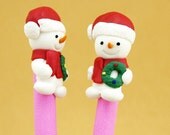 New Cute Fimo Polymer Clay Winter Christmas Snowman Red Hat Wreath