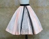 Mid Century retro vintage 50s skirt- 1950s pink and black circle skirt- small