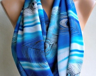 Peacock - Infinity Scarf Shawl Circle Scarf Loop Scarf  Gift -fatwoman