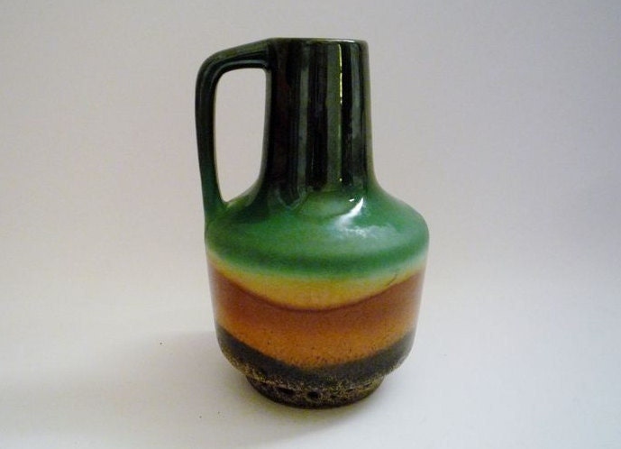Vintage Blue VEB Haldensleben Fat Lava Vase